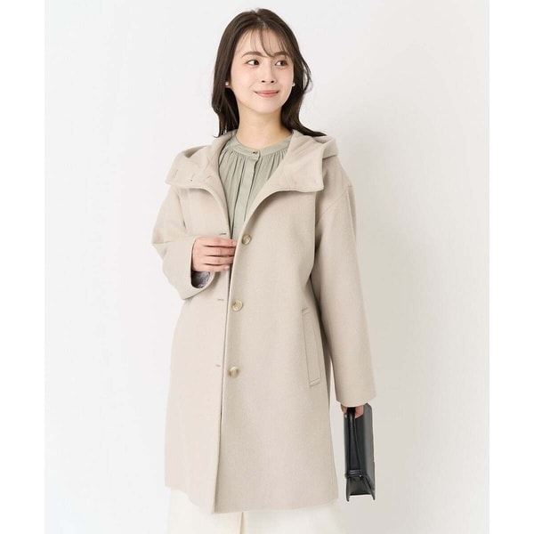 MK ミッシェルクラン（MK MICHEL  ）/【小さいサイズ】Super100sウール ミドル丈フーデットコート