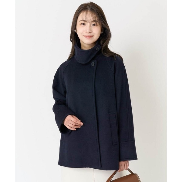 【新品未使用】ミッシェルクラン　2way　ウールコート　ネイビー　キルティング 新品未使用】ミッシェルクラン 2way ウールコート ネイビー