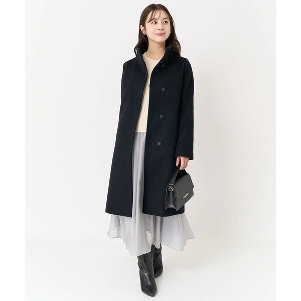 美品✨ミューニック　4.9万　スーパー100 ダブル　リバーコート　S 黒 RUIRUE BOUTIQUE ダッフルコート コート ウール100