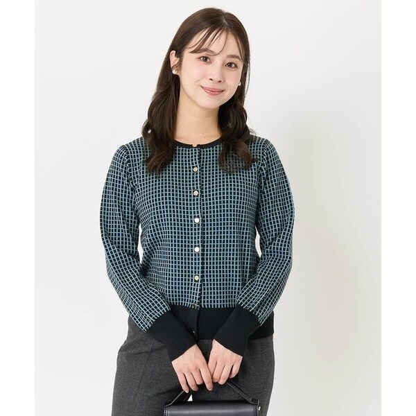 MK ミッシェルクラン（MK MICHEL KLEIN ）/【小さいサイズ】格子チェックジャガードニットカーディガン/洗えるの通販は