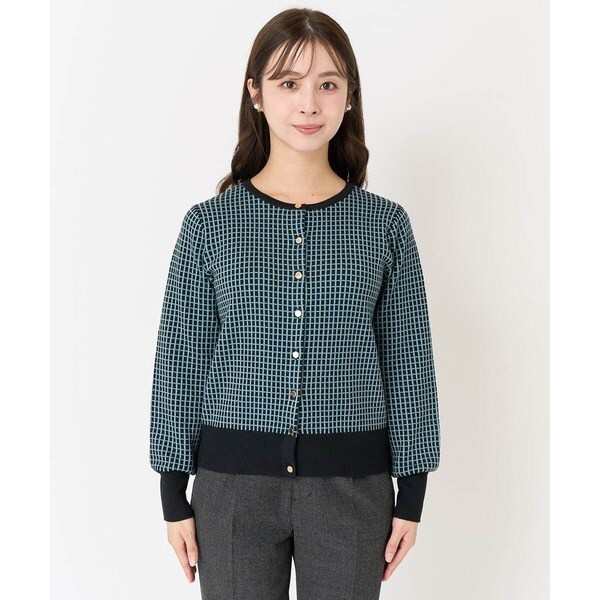 MK ミッシェルクラン（MK MICHEL KLEIN ）/【小さいサイズ】格子チェックジャガードニットカーディガン/洗えるの通販は