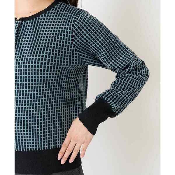 MK ミッシェルクラン（MK MICHEL KLEIN ）/【小さいサイズ】格子チェックジャガードニットカーディガン/洗えるの通販は