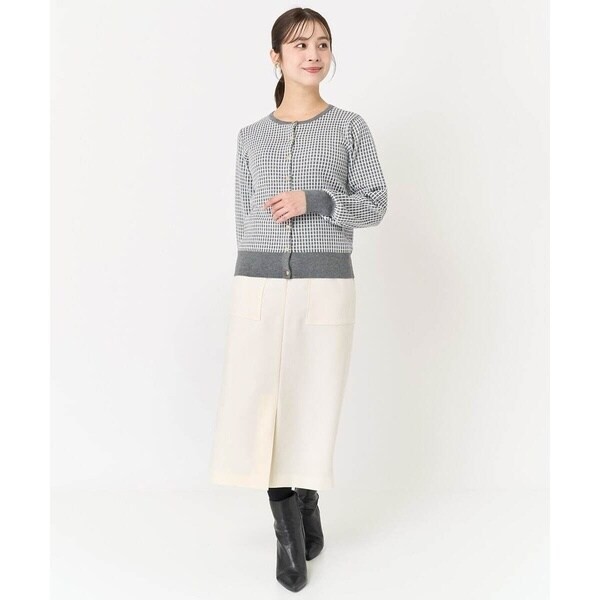 MK ミッシェルクラン（MK MICHEL KLEIN ）/【小さいサイズ】格子チェックジャガードニットカーディガン/洗えるの通販は