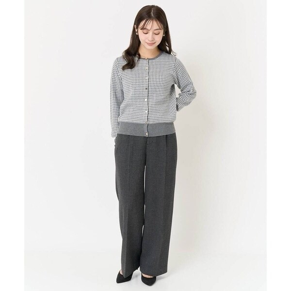 MK ミッシェルクラン（MK MICHEL KLEIN ）/【小さいサイズ】格子チェックジャガードニットカーディガン/洗えるの通販は