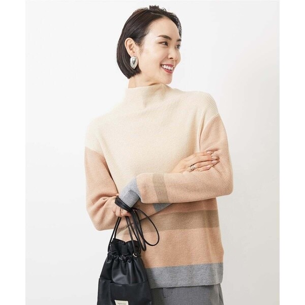 ミッシェルクラン（MICHEL ）/[小さいサイズ]ボトルネックボーダーニット