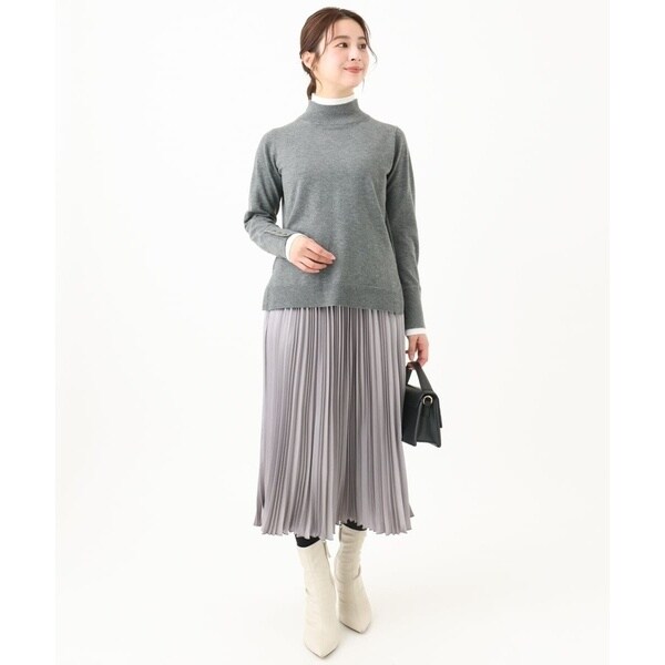 MK ミッシェルクラン（MK MICHEL KLEIN ）/【小さいサイズ】シャイニーサテンプリーツスカート/洗える