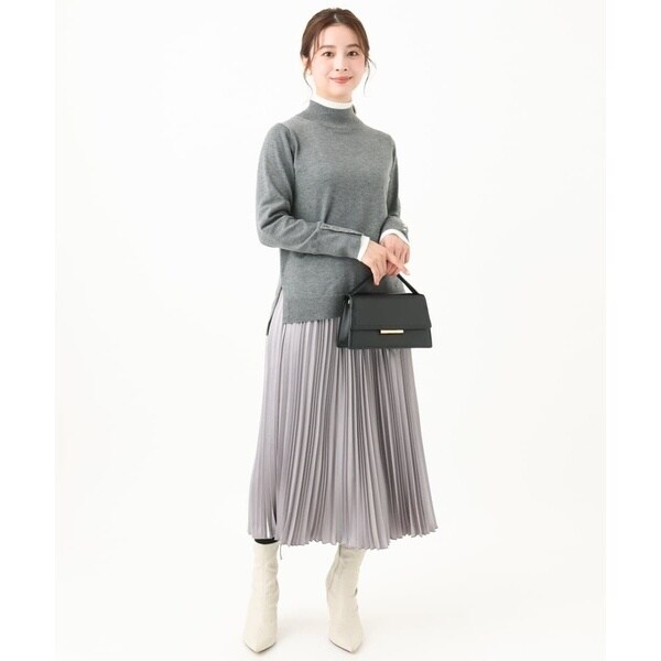 MK ミッシェルクラン（MK MICHEL KLEIN ）/【小さいサイズ】シャイニーサテンプリーツスカート/洗える