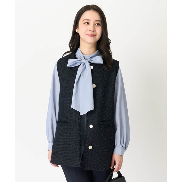 MK ミッシェルクラン（MK MICHEL KLEIN ）/【小さいサイズ】ファンシーツイードジレ/洗える_1