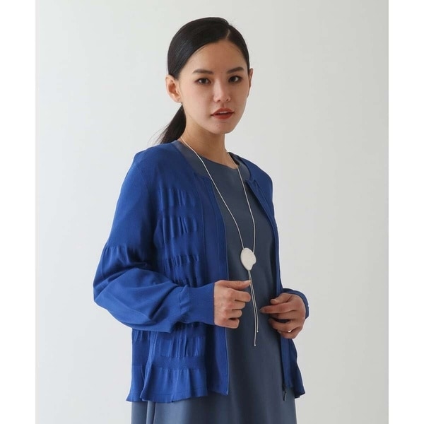 ヒロコビス（hirokobis）/【小さいサイズ】シャーリングニットジップカーディガン