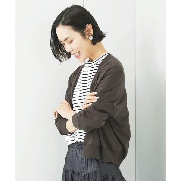 ミッシェルクラン（MICHEL KLEIN）/[小さいサイズ]ホールガーメント（R）Vネックカーディガン_4