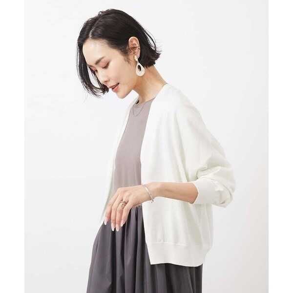 ミッシェルクラン（MICHEL KLEIN）/[小さいサイズ]ホールガーメント（R）Vネックカーディガン_6