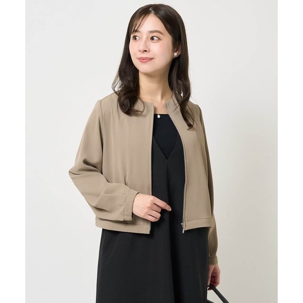 MK ミッシェルクラン（MK MICHEL  ）/【小さいサイズ】ツイルノーカラーライトブルゾン/洗える