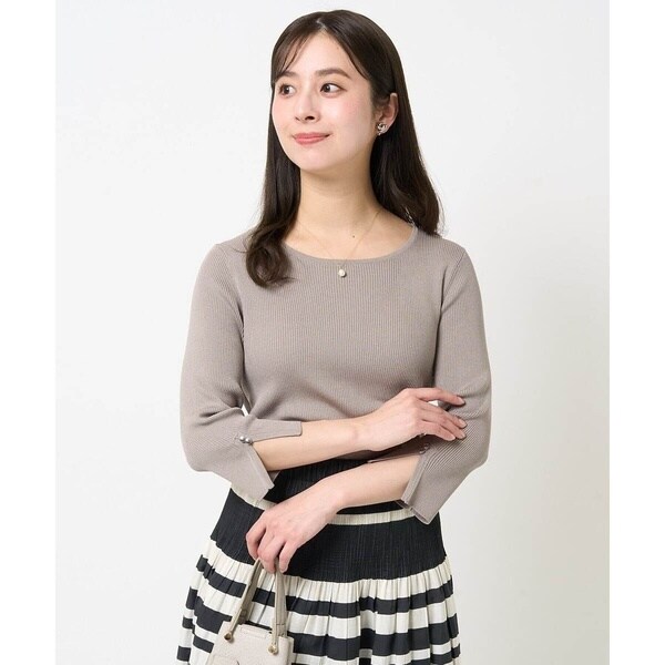 MK ミッシェルクラン（MK MICHEL  ）/【小さいサイズ】七分袖コンパクトリブニット/洗える