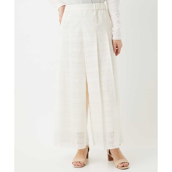 ジョルジュ・レッシュ（ES RECH）/【セットアップ対応】幾何ボーダーレースプリーツワイドパンツ