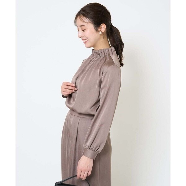 MK ミッシェルクラン（MK MICHEL KLEIN ）/【小さいサイズ】スタンドネックデザインサテンブラウス/洗える_4
