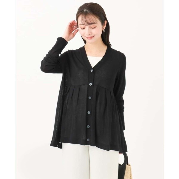 MK ミッシェルクラン（MK MICHEL  ）/【小さいサイズ】ペプラムデザインVネックニットカーディガン/接触冷感/UVカット/洗える