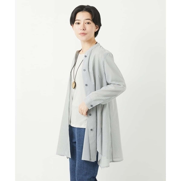 ジャンニ・ロ・ジュディチェ（GIANNI LO GIUDICE）/オーガニックコットンストライプチュニック丈ブラウス