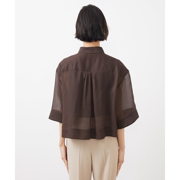 ミッシェルクラン（MICHEL KLEIN）/[小さいサイズ]ボックスシルエットハーフスリーブシアーシャツ_7