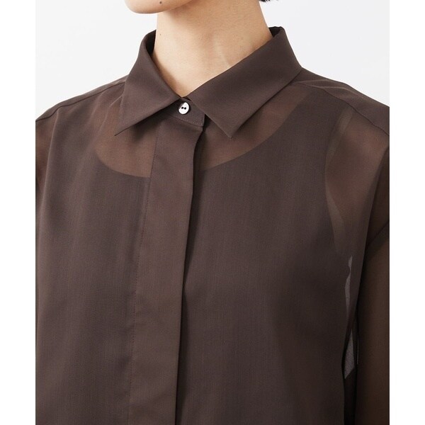 ミッシェルクラン（MICHEL KLEIN）/[小さいサイズ]ボックスシルエットハーフスリーブシアーシャツ_8