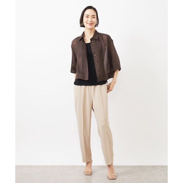 ミッシェルクラン（MICHEL KLEIN）/[小さいサイズ]ボックスシルエットハーフスリーブシアーシャツ_12