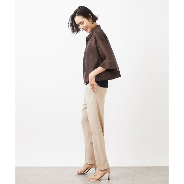 ミッシェルクラン（MICHEL KLEIN）/[小さいサイズ]ボックスシルエットハーフスリーブシアーシャツ_13