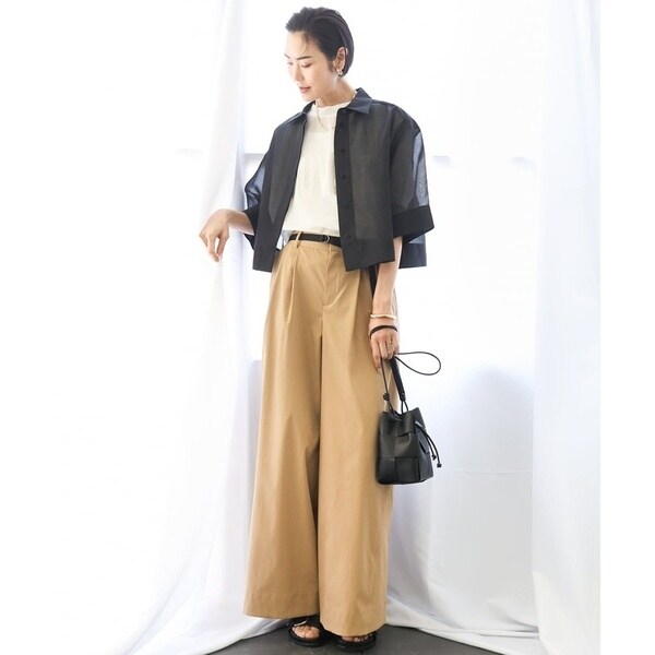 ミッシェルクラン（MICHEL KLEIN）/[小さいサイズ]ボックスシルエットハーフスリーブシアーシャツ_15