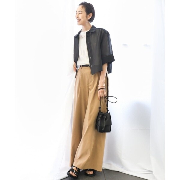 ミッシェルクラン（MICHEL KLEIN）/[小さいサイズ]ボックスシルエットハーフスリーブシアーシャツ_16