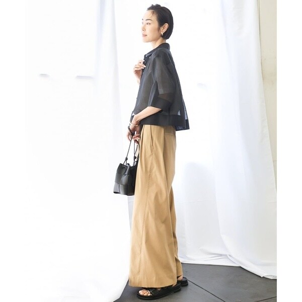 ミッシェルクラン（MICHEL KLEIN）/[小さいサイズ]ボックスシルエットハーフスリーブシアーシャツ_17