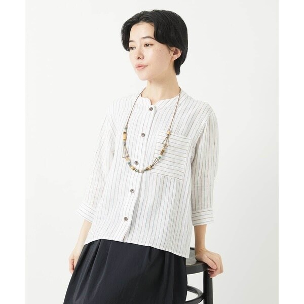 ジャンニ・ロ・ジュディチェ（GIANNI LO GIUDICE）/リネンストライプシャツブラウス