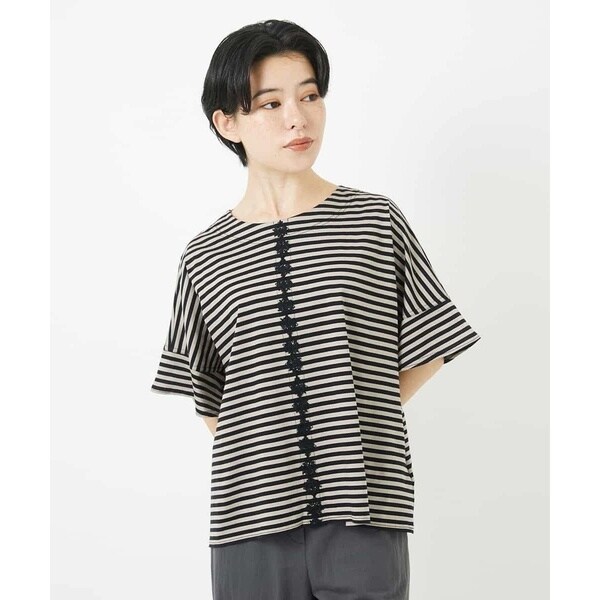 ジャンニ・ロ・ジュディチェ（GIANNI LO GIUDICE）/[日本製]レースデザインボーダーカットソー