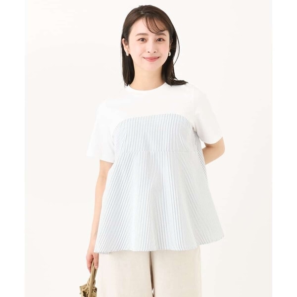 MK ミッシェルクラン（MK MICHEL  ）/【小さいサイズ】ビスチェレイヤード風フレアーTシャツ(ストライプ)/洗える