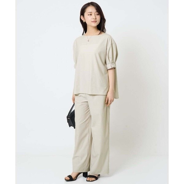 MK ミッシェルクラン（MK MICHEL KLEIN ）/【小さいサイズ】ワイドストレート ストレッチプルオンパンツ/洗える/セットアップ対応_17