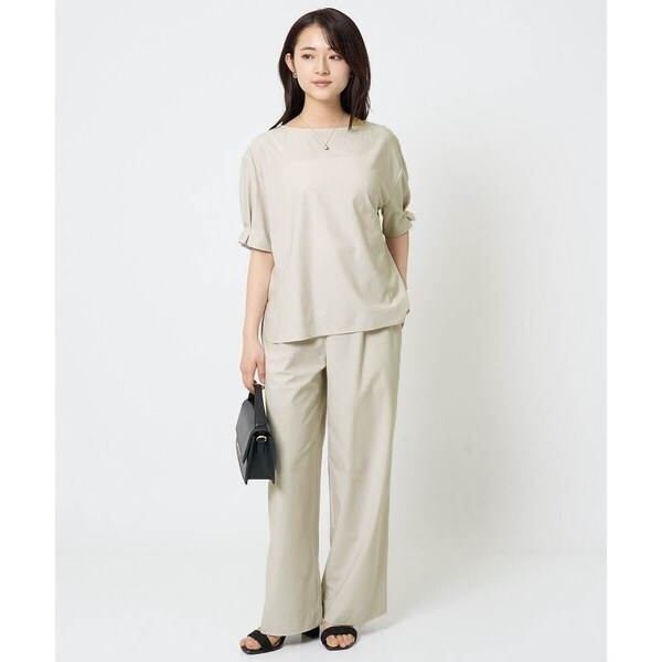 MK ミッシェルクラン（MK MICHEL KLEIN ）/【小さいサイズ】ワイドストレート ストレッチプルオンパンツ/洗える/セットアップ対応_18