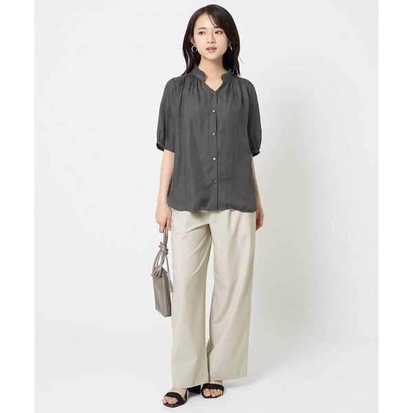 MK ミッシェルクラン（MK MICHEL KLEIN ）/【小さいサイズ】ワイドストレート ストレッチプルオンパンツ/洗える/セットアップ対応_19