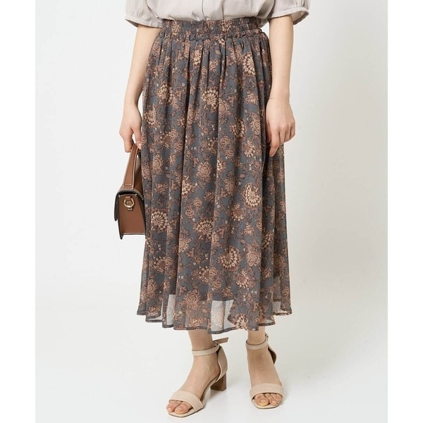 MK ミッシェルクラン（MK MICHEL  ）/【小さいサイズ】更紗プリント花柄シフォンスカート/丈の長さが選べる/洗える/セットアップ…