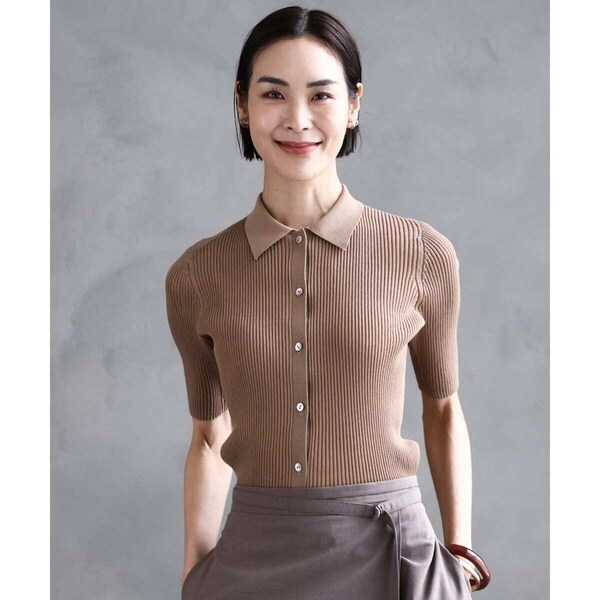 ミッシェルクラン（MICHEL ）/[小さいサイズ]シアーリブ襟付きニット