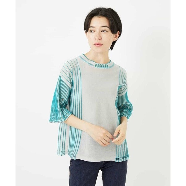 ヒロコビス（hirokobis）/【小さいサイズ/洗える】ペーパーヤーンデザインニットプルオーバー