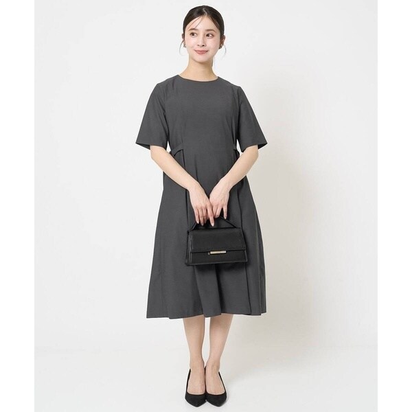 MK ミッシェルクラン（MK MICHEL  ）/【小さいサイズ】サイドベルトデザイン ウエストタックストレッチワンピース/洗える/セット…