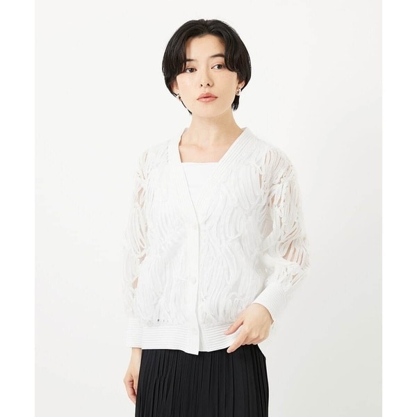 ジョルジュ・レッシュ（ES RECH）/ナイロンチュールテープ刺繍カーディガン