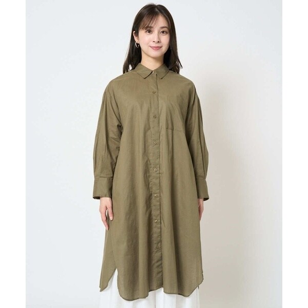 MK ミッシェルクラン（MK MICHEL  ）/【小さいサイズ】コットンリネンロングシャツワンピース/洗える MK ミッシェルクラン（MK MICHEL KLEIN ）/【小さいサイズ】コットン