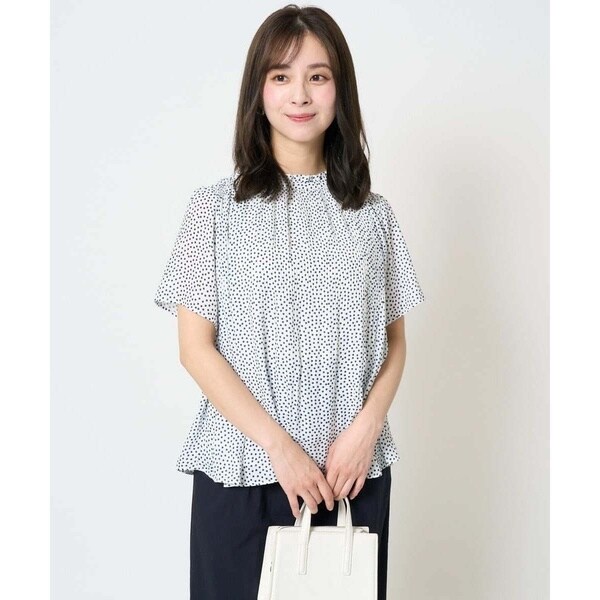 MK ミッシェルクラン（MK MICHEL  ）/【小さいサイズ】ランダムドット柄プリーツブラウス/洗える