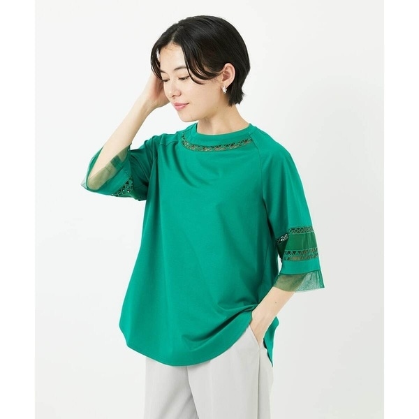 ジョルジュ・レッシュ（ES RECH）/チュールエンブロイダリー6分袖カットソー