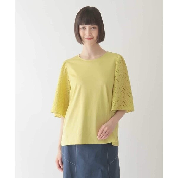 ヒロコビス（hirokobis）/【小さいサイズ/接触冷感】コットンレースボリューム袖カットソー