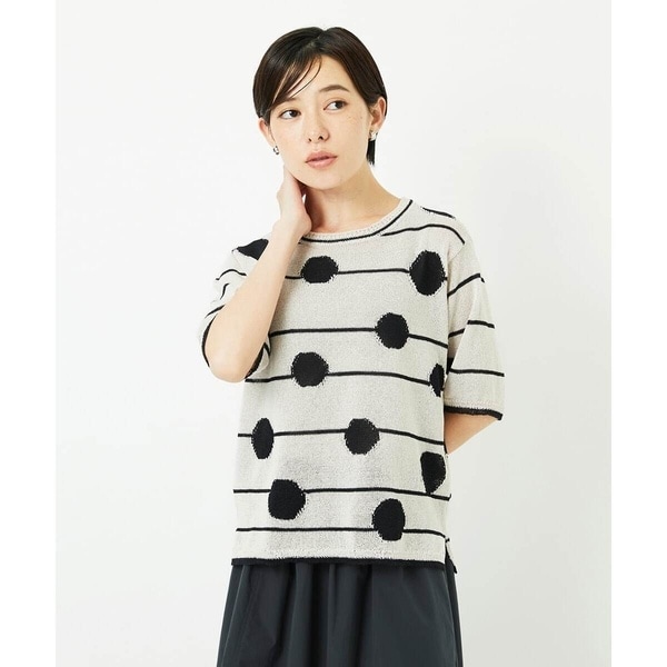 ジョルジュ・レッシュ（ES RECH）/ペーパーヤーンドット5分袖ニット