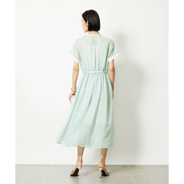 小さいサイズ】タックデザイン幾何柄ワンピース/洗濯機で洗える／MK