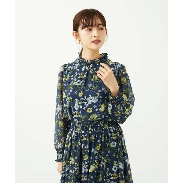 MK ミッシェルクラン（MK MICHEL KLEIN ）/【小さいサイズ】クラシックフラワープリント シフォンブラウス/洗濯機で洗える_1