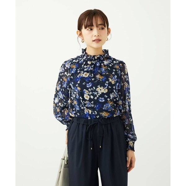 MK ミッシェルクラン（MK MICHEL KLEIN ）/【小さいサイズ】クラシックフラワープリント シフォンブラウス/洗濯機で洗える_4