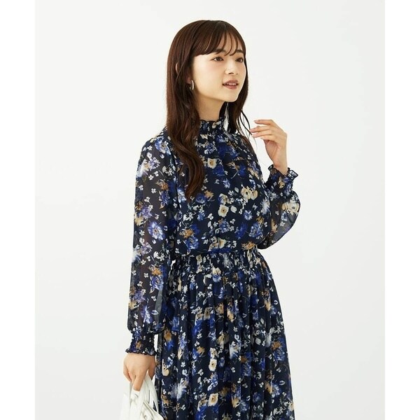MK ミッシェルクラン（MK MICHEL KLEIN ）/【小さいサイズ】クラシックフラワープリント シフォンブラウス/洗濯機で洗える_5