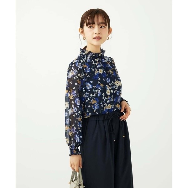 MK ミッシェルクラン（MK MICHEL KLEIN ）/【小さいサイズ】クラシックフラワープリント シフォンブラウス/洗濯機で洗える_6
