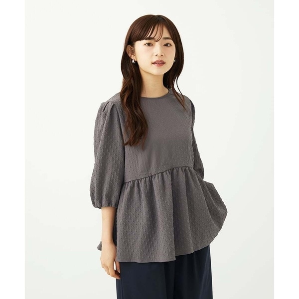 MK ミッシェルクラン（MK MICHEL  ）/【小さいサイズ】エンボス加工ペプラムブラウス/洗える